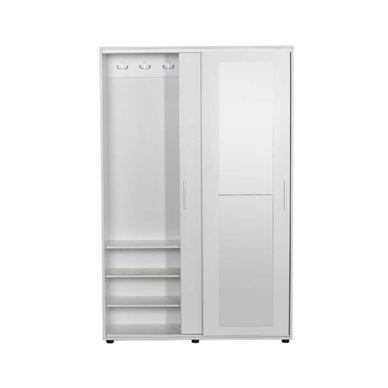 Cuier cu pantofar Adore Porto Maxi, 2 usi cu oglinda, 12 rafturi, capacitate 32 perechi incaltaminte, Alb - Natur, 120x187x40 cm
