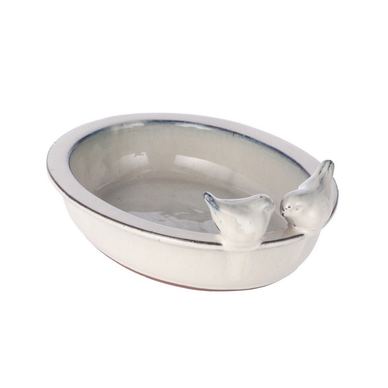 Beige Grey Ceramic Bird Feeder 31 x 24 x 11 cm