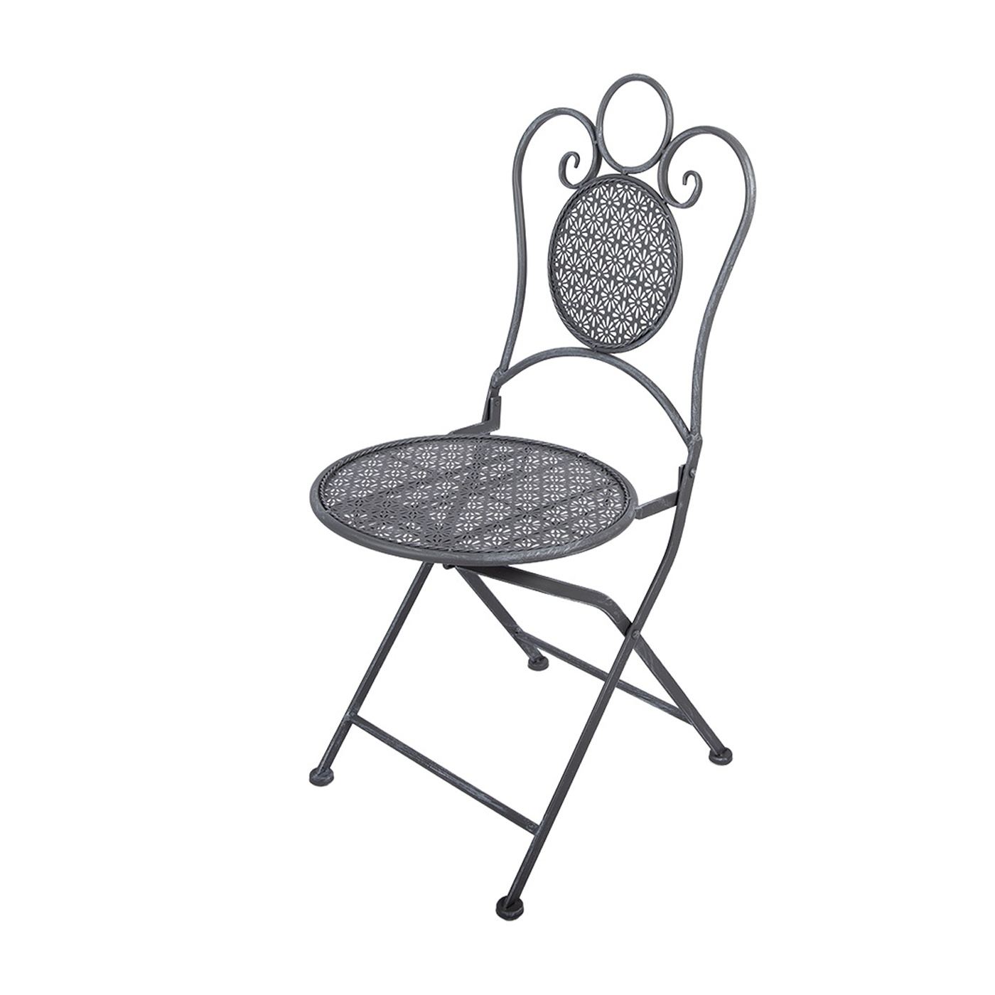 Garden Furniture Set Table, 2 Chairs Wrought Iron Anthracite Grey Ø 60x71 cm / 50x40x93 cm (2) - 2