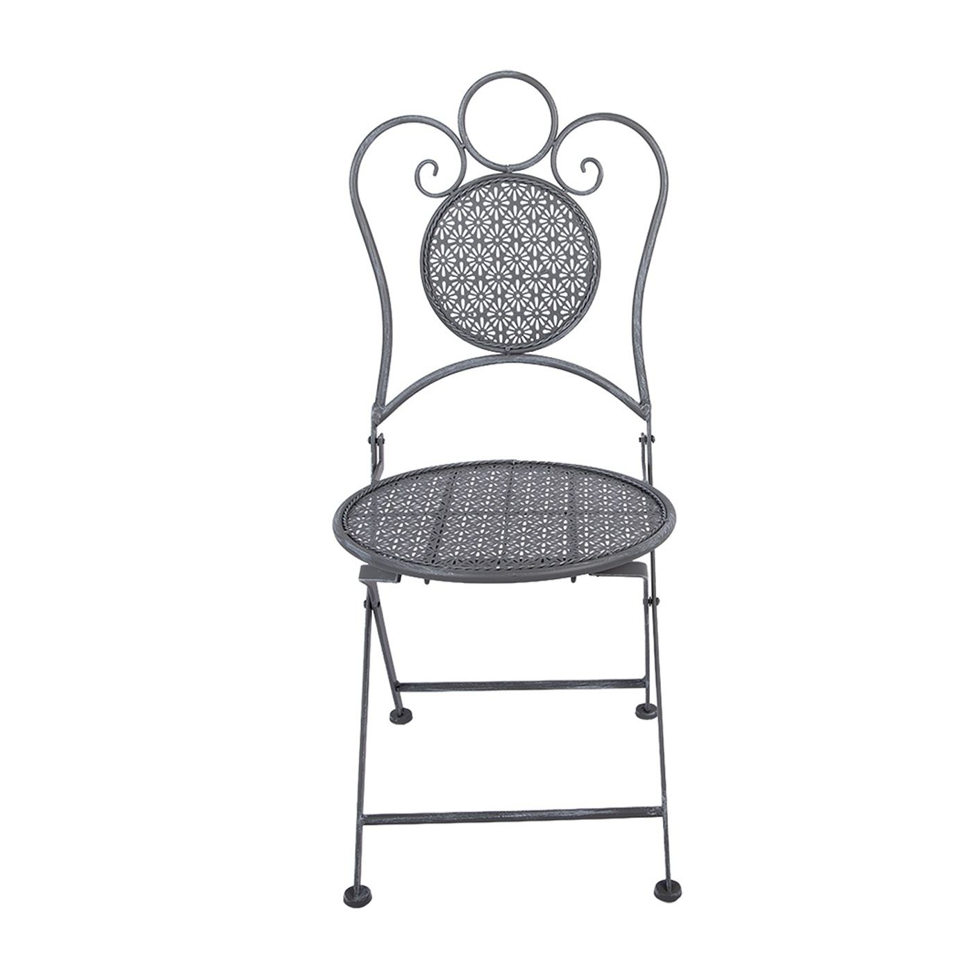 Garden Furniture Set Table, 2 Chairs Wrought Iron Anthracite Grey Ø 60x71 cm / 50x40x93 cm (2) - 3