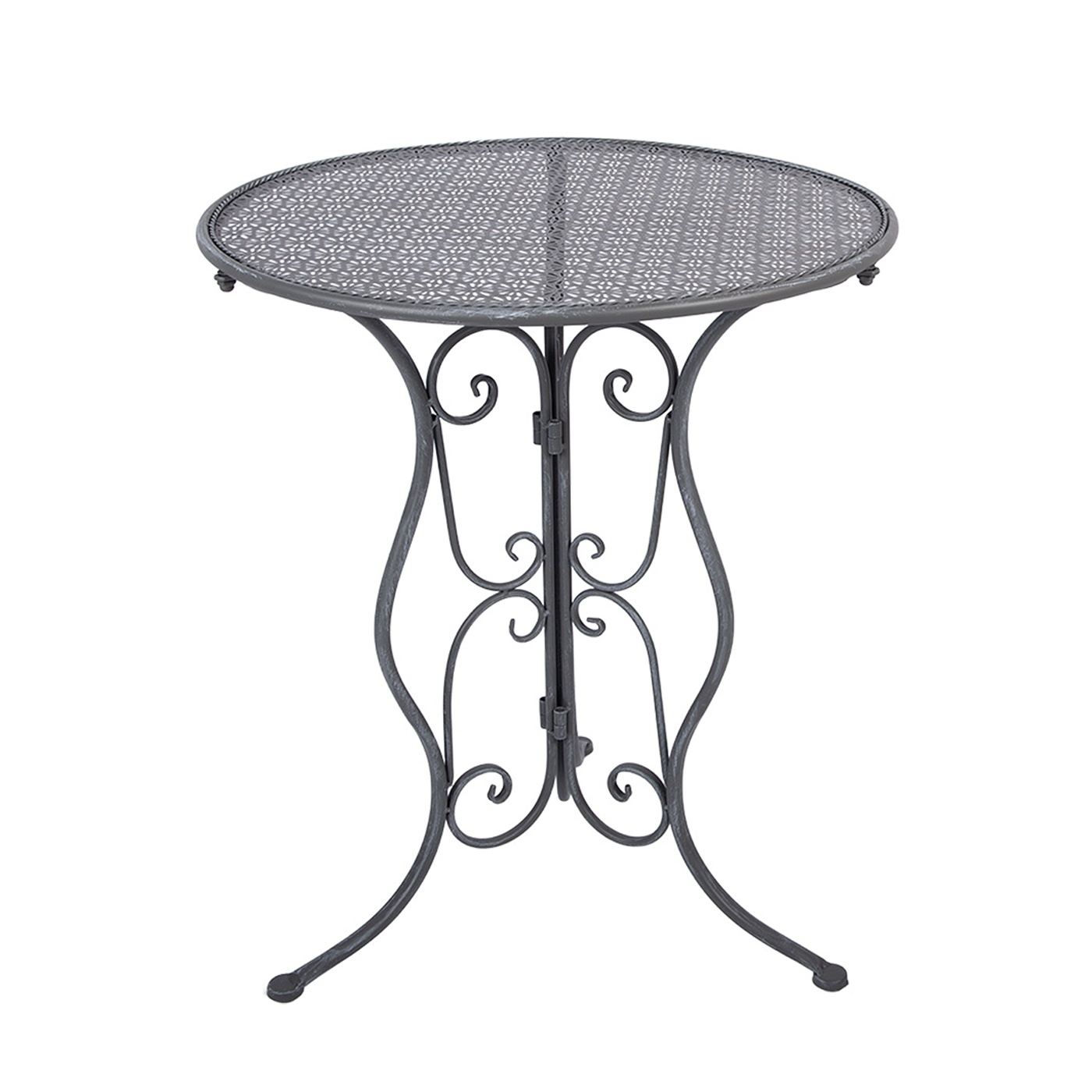 Garden Furniture Set Table, 2 Chairs Wrought Iron Anthracite Grey Ø 60x71 cm / 50x40x93 cm (2) - 4