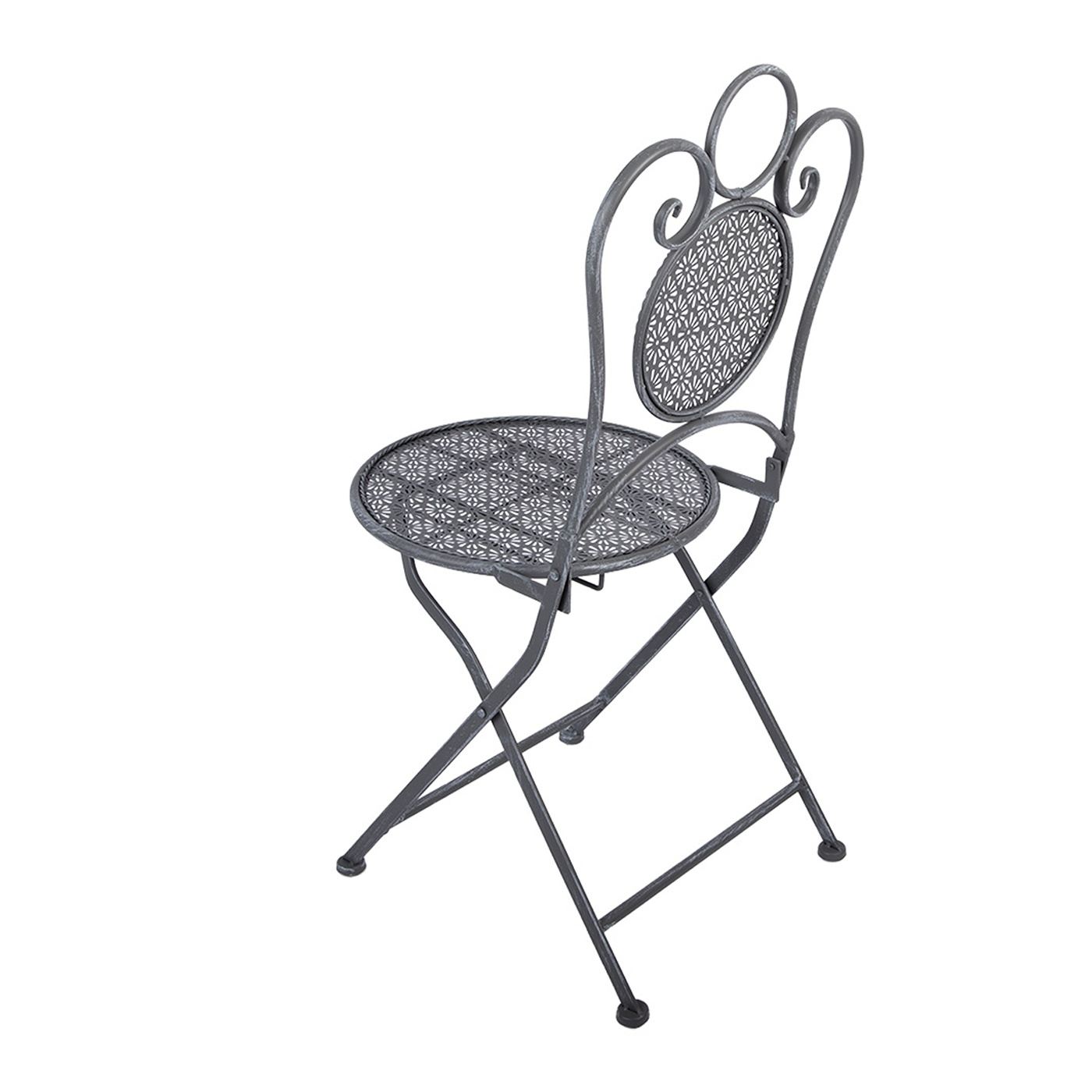 Garden Furniture Set Table, 2 Chairs Wrought Iron Anthracite Grey Ø 60x71 cm / 50x40x93 cm (2) - 6