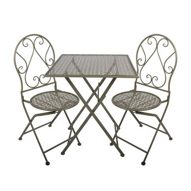 Set vrtnog namještaja: stol, 2 stolice, zeljezo, zelena, 60x60x70 cm / 50x40x93 cm (2)