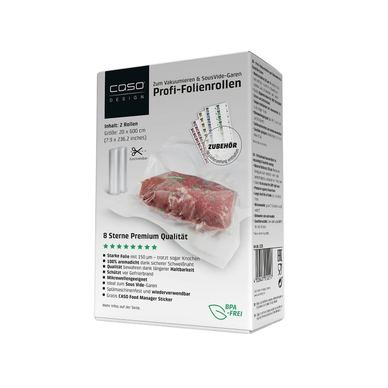 Set de 2 role folie pentru vidat, caso germany - 01221, 20 x 600 cm 