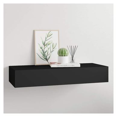 Stenska polica z predalom, črna, 60x23,5x10 cm, MDF