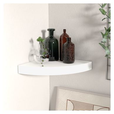 Kotna stenska polica, bela, 25 x 25 x 3,8 cm, MDF