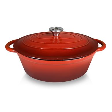 RODELUXE ovalni litoželezni pekač s pokrovom 30 x 22 x 11 cm, 4,3 l
