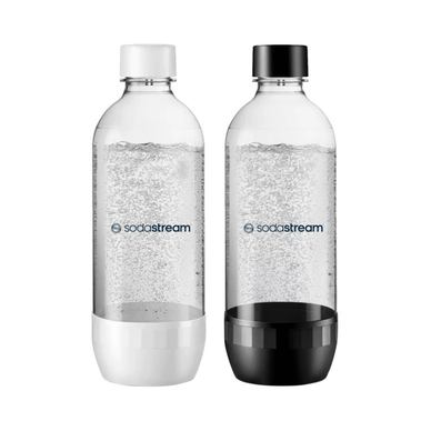 Set de sticle pentru carbonatare SodaStream Jet, 1 L, 2 buc, fără BPA, potrivite pentru mașina de spălat vase, negru