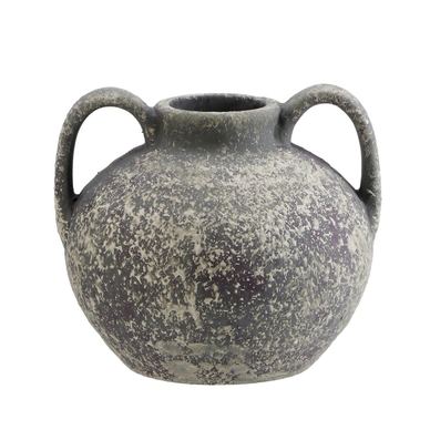 Terakota vaza črna bež 20 x 17 cm