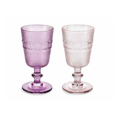 Set od 6 ružičastih staklenih čaša s drškom Ø 8,5 cm x 16,5 V, 300 ml
