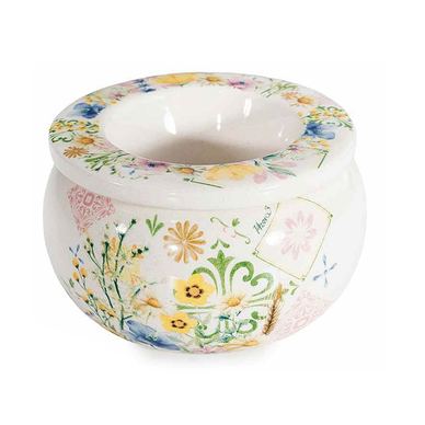 Ceramic Windproof Ashtray with Floral Decor Ø 10 cm x 6 H