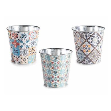 Set od 3 metalne tegle za cvijeće Majolica, višebojne, Ø 10 cm x 10 V