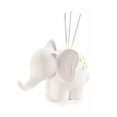 White Porcelain Elephant Scent Diffuser with LED, 14x8.5x15H cm