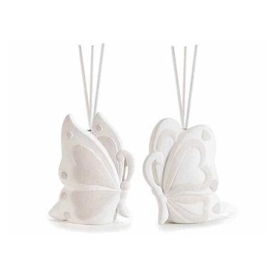 2 db Porcelán Illat Diffúzor Pálcikákkal, Fehér Pillangó, 8.5x4x15 cm M
