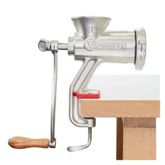 Masina manuala de tocat carne cu prindere de masa, Victoria Cookware, fonta, rosu