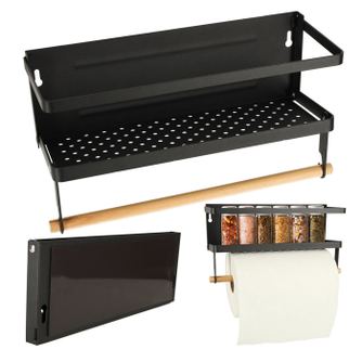 Raft magnetic de frigider 2in1, pentru condimente si prosop de bucatarie