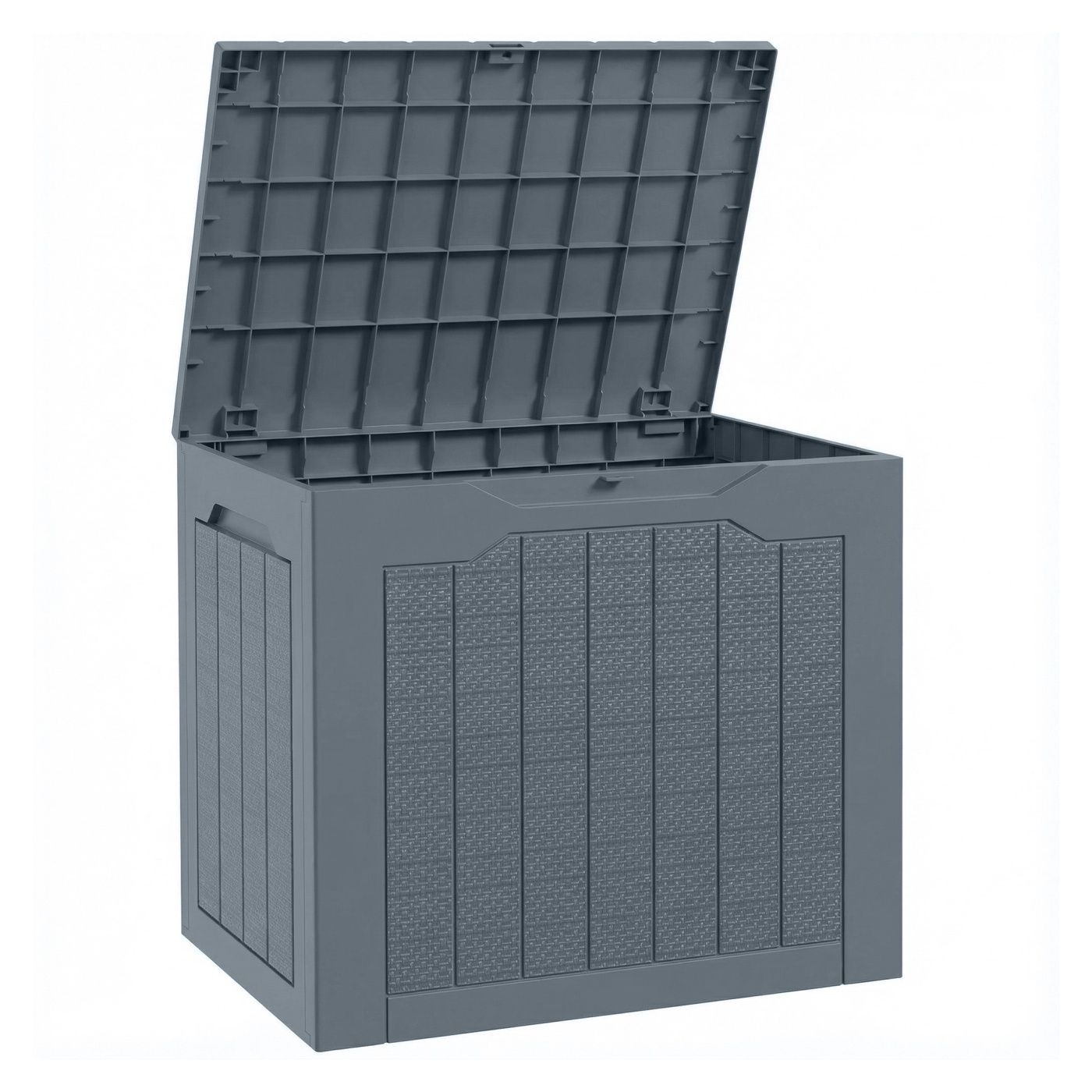 Cufăr de Exterior 97L din PP, Cufăr de Grădină Impermeabil cu Mânere Integrate și Suport pentru Lacăt, Container Exterior pentru