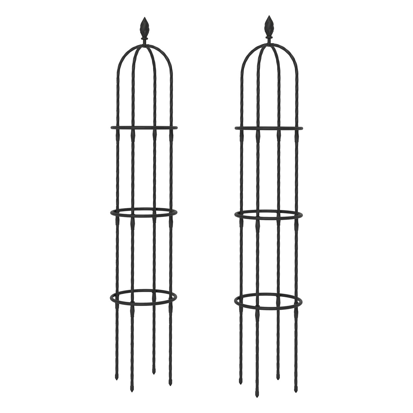 Set de 2 Suporturi pentru Plante Cățărătoare cu Înălțimea de 1,74 m, Spalier din Oțel cu Decorațiuni pentru Trandafiri, Roșii, F