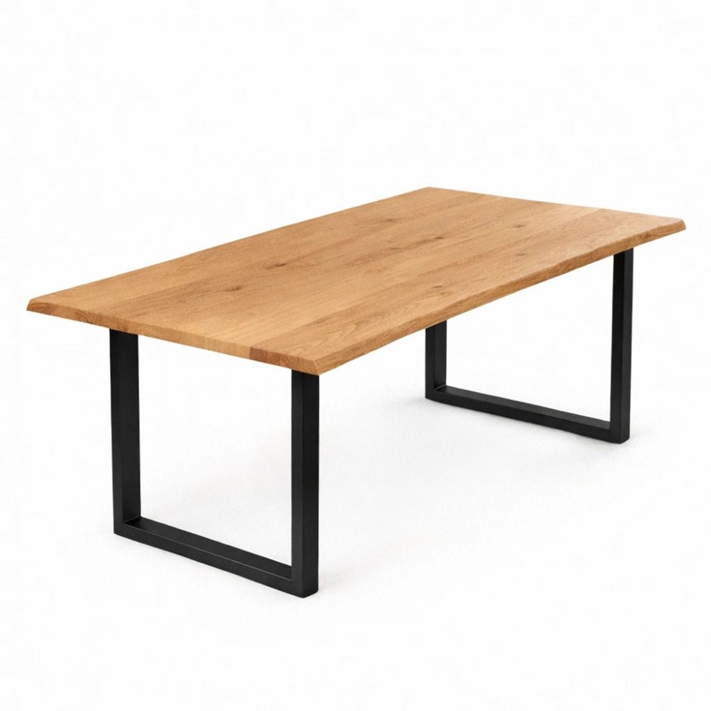 Маса от дъб, рустик модел - за 12 души - черен метален крак U 70x40 - 260x100x4 cm - 4
