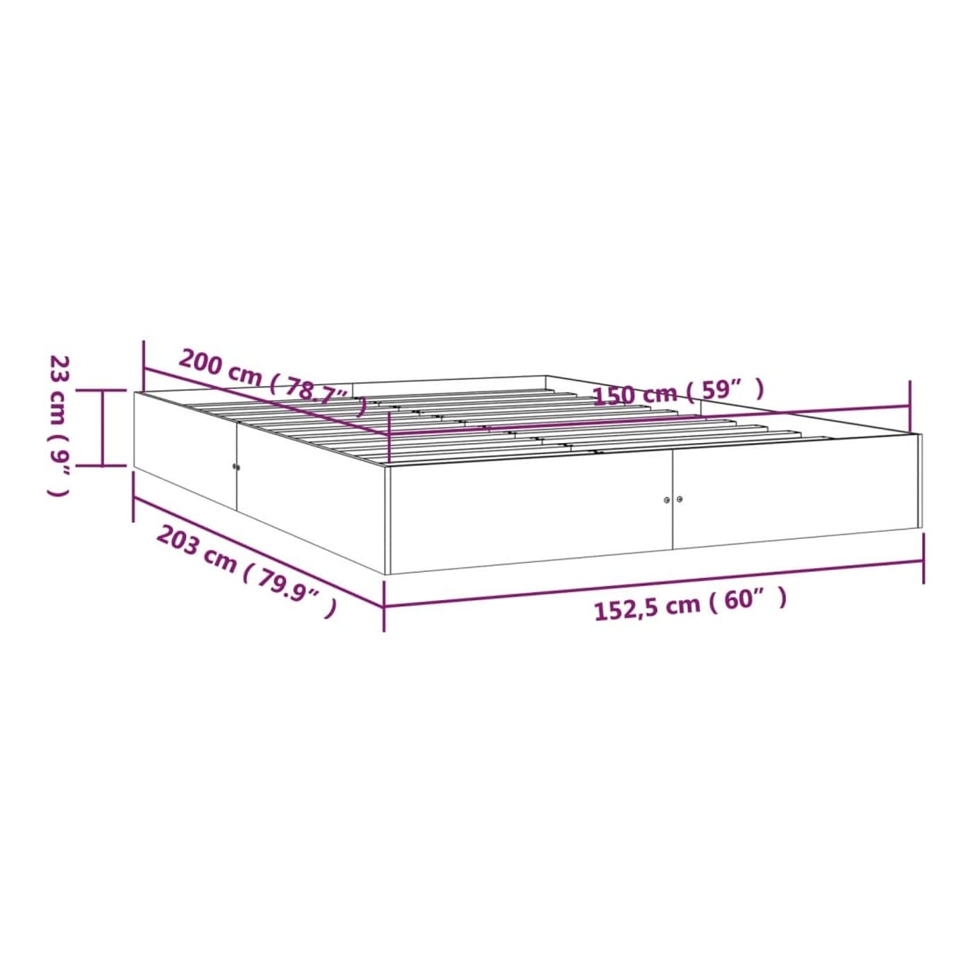 Posteljni okvir King Size 5FT, 150x200 cm, masivni les - 9