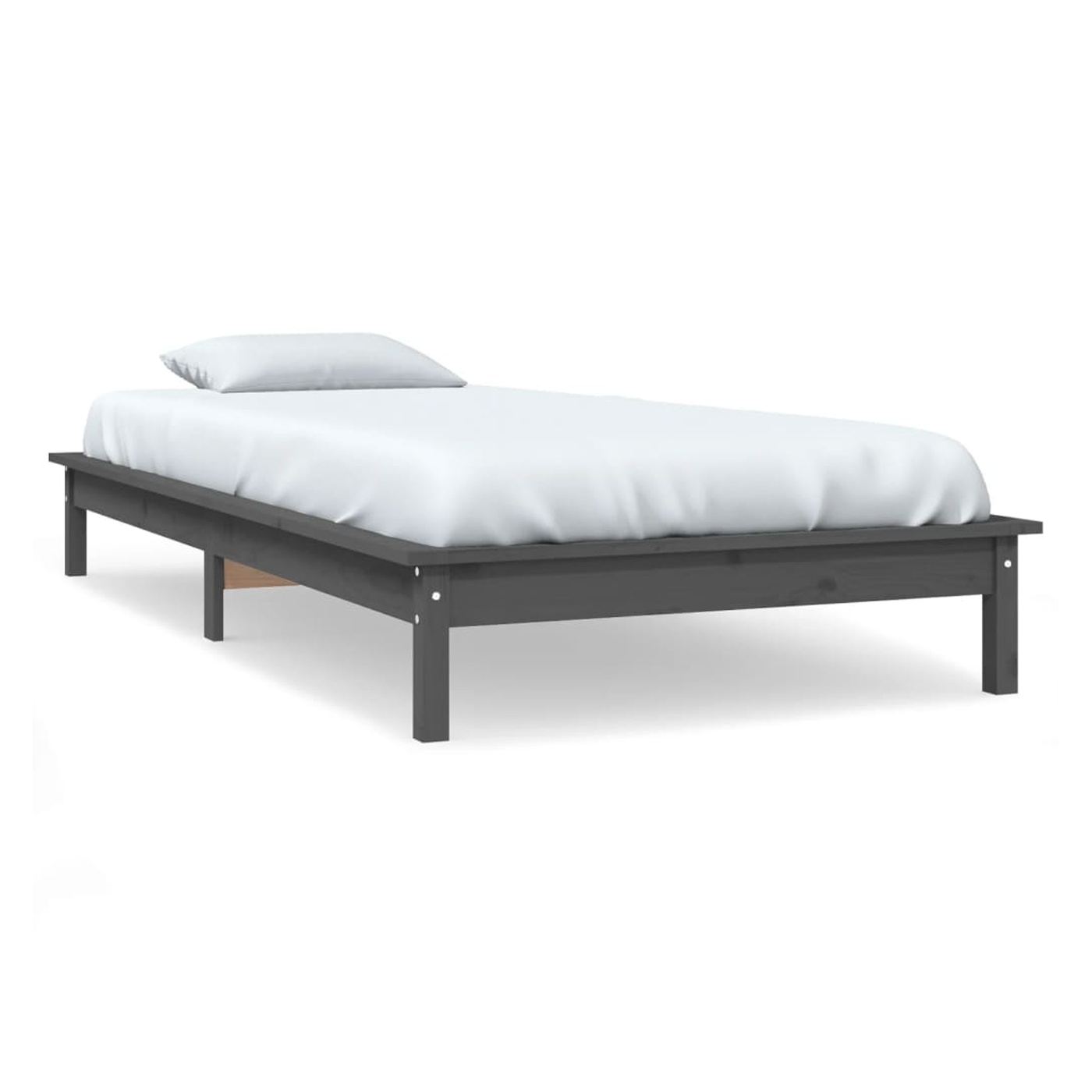 Postelja okvir Single 3FT, siva, 90x190 cm, masivno borovo leso - 2