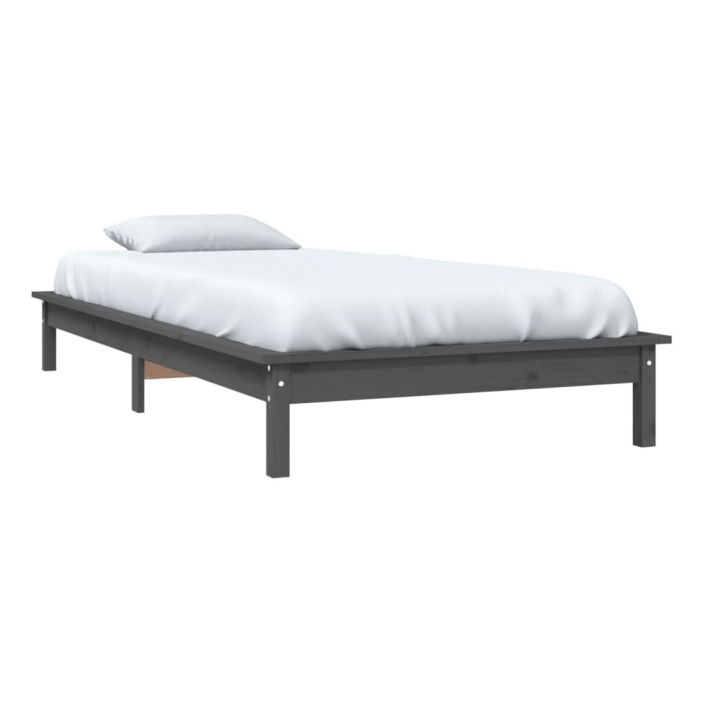 Postelja okvir Single 3FT, siva, 90x190 cm, masivno borovo leso - 3