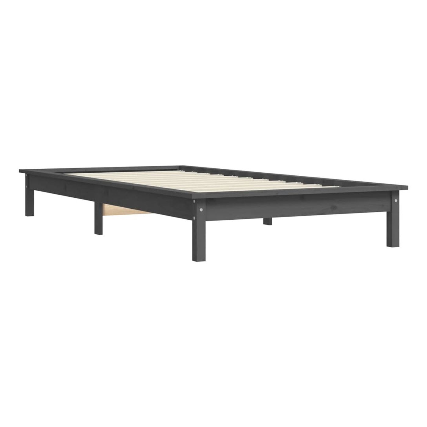 Postelja okvir Single 3FT, siva, 90x190 cm, masivno borovo leso - 4