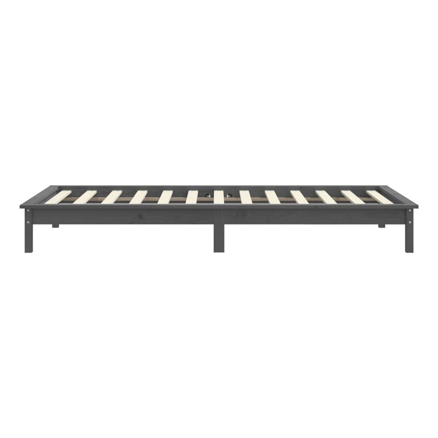 Postelja okvir Single 3FT, siva, 90x190 cm, masivno borovo leso - 6