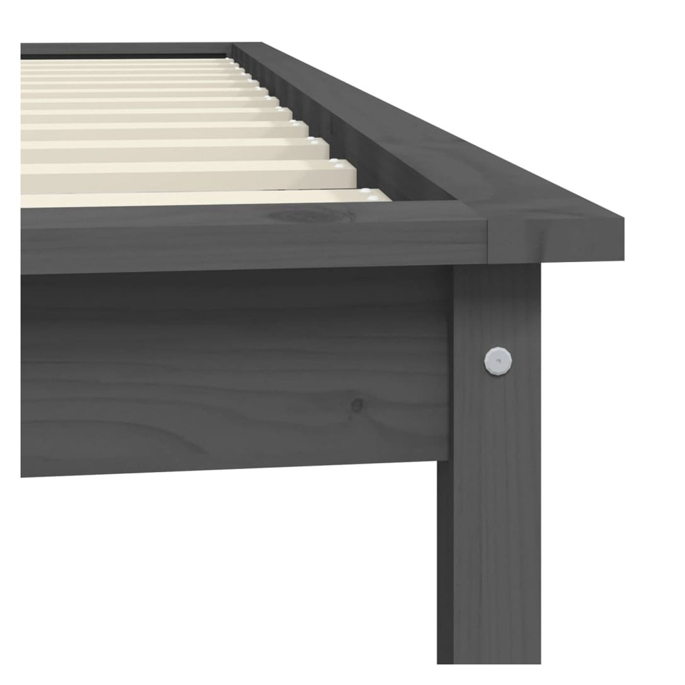Postelja okvir Single 3FT, siva, 90x190 cm, masivno borovo leso - 7