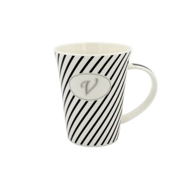 Porcelanasta skodelica, Nekupto, 300ml, personalizirana s črko "V"