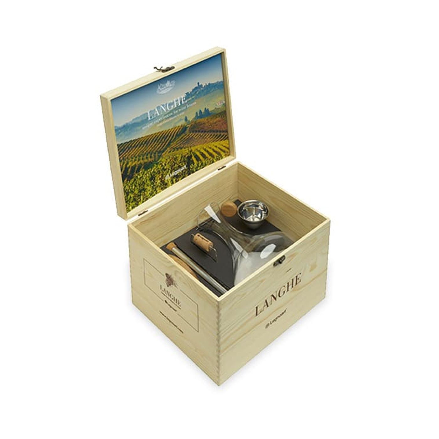 Set cadou pentru decantare vin, legnoart - langhe, 4 piese, 2.5 l