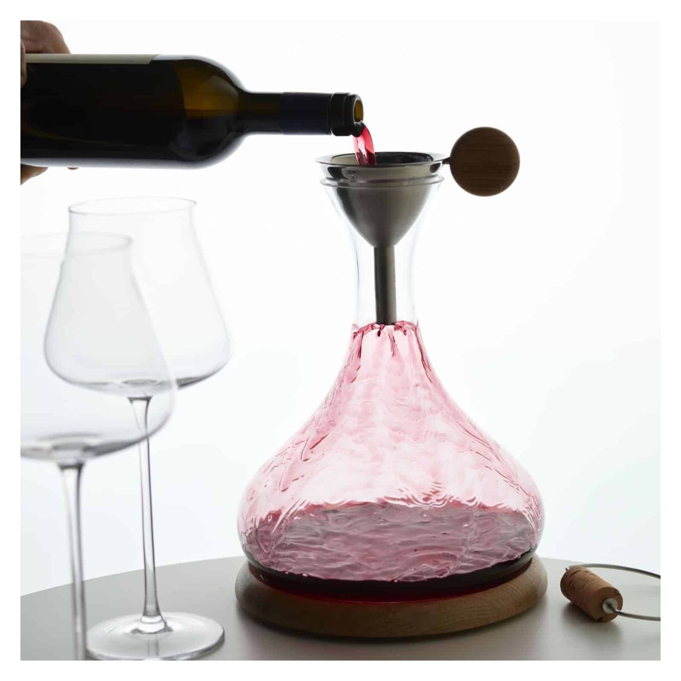 Set cadou pentru decantare vin, legnoart - langhe, 4 piese, 2.5 l - 2