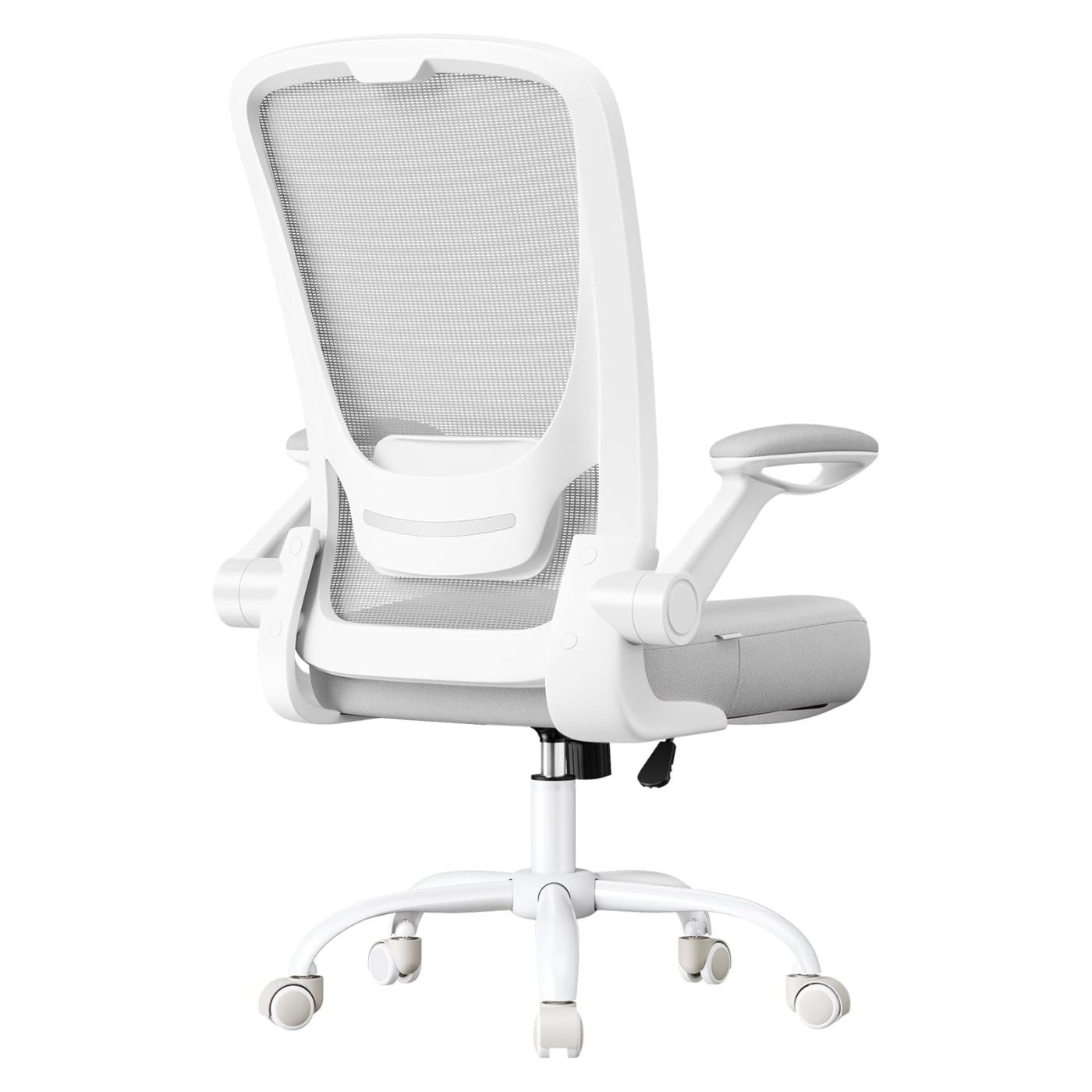Állítható Ergonomikus Irodai Szék Hálós Háttámlával és Deréktámasszal, Max. 120 kg, 64x64x107 cm, Világosszürke - 7