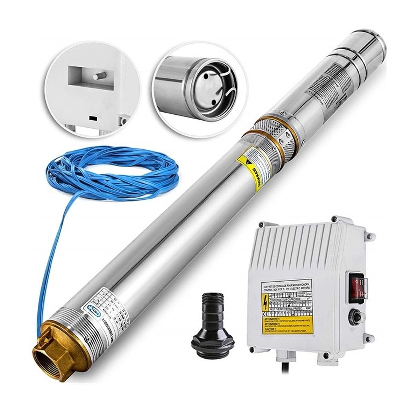 DDT 4SDM10/12 Többlépcsős merülő szivattyú, 1500 W teljesítmény, 120 m emelőmagasság, rozsdamentes acél-öntöttvas, ideális mélyk - 5