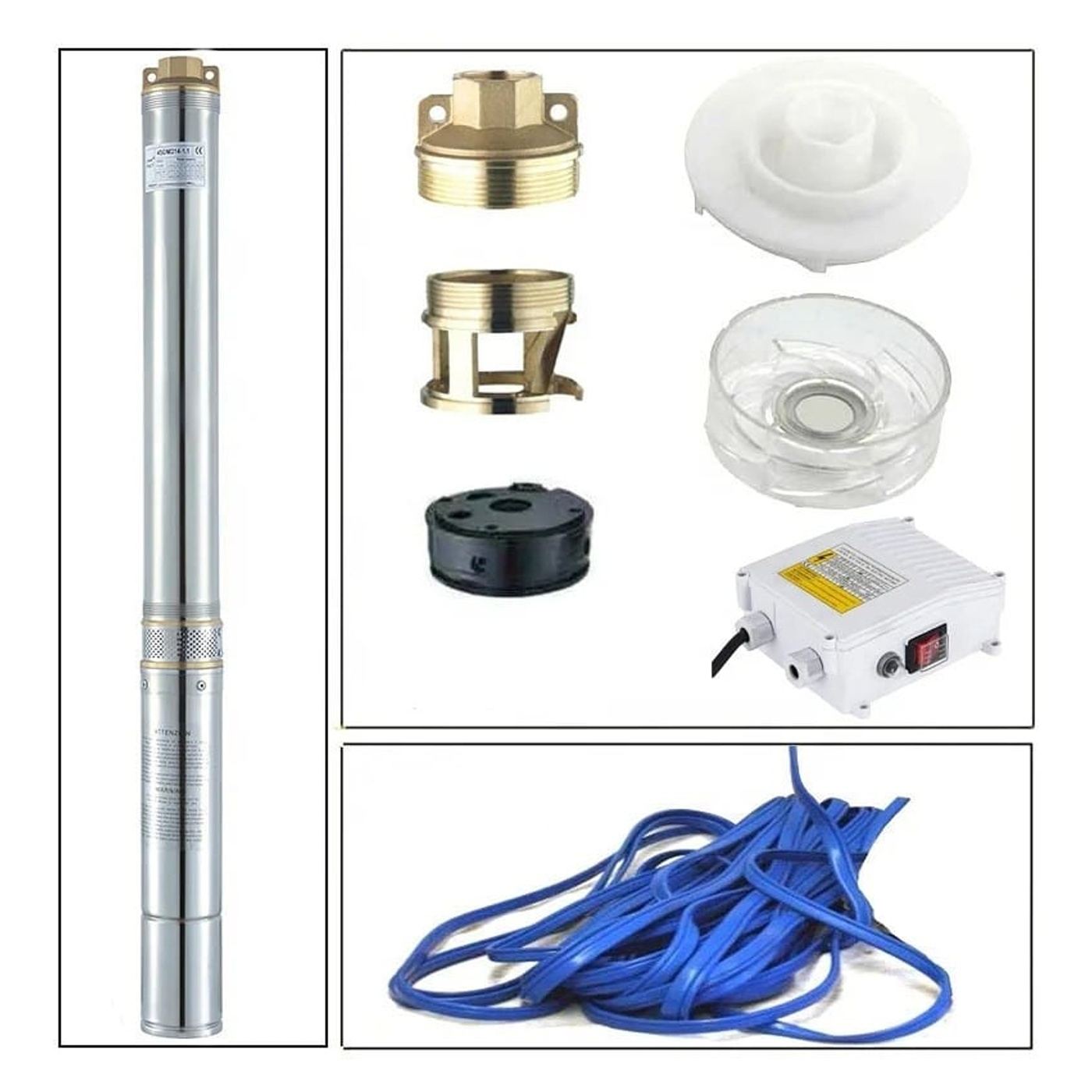 DDT 4SDM10/12 Többlépcsős merülő szivattyú, 1500 W teljesítmény, 120 m emelőmagasság, rozsdamentes acél-öntöttvas, ideális mélyk - 6