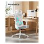 Állítható Ergonomikus Irodai Szék Deréktámasszal és Fejtámlával, Max. 150 kg, 70x70x115-125 cm, Szürke thumbnail 3