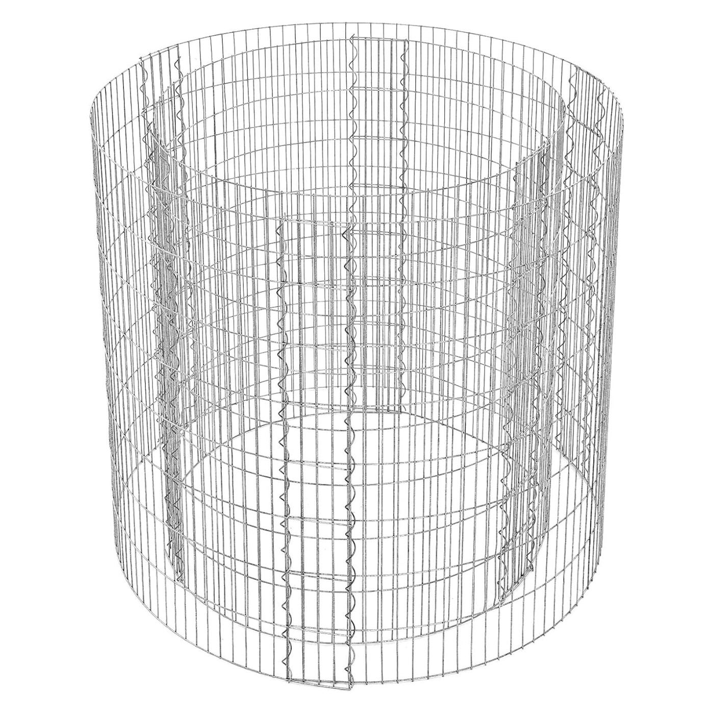 Kerek Gabion Kosár Kövekhez, Horganyzott Acél, 90x90x80cm, Ezüst - 2