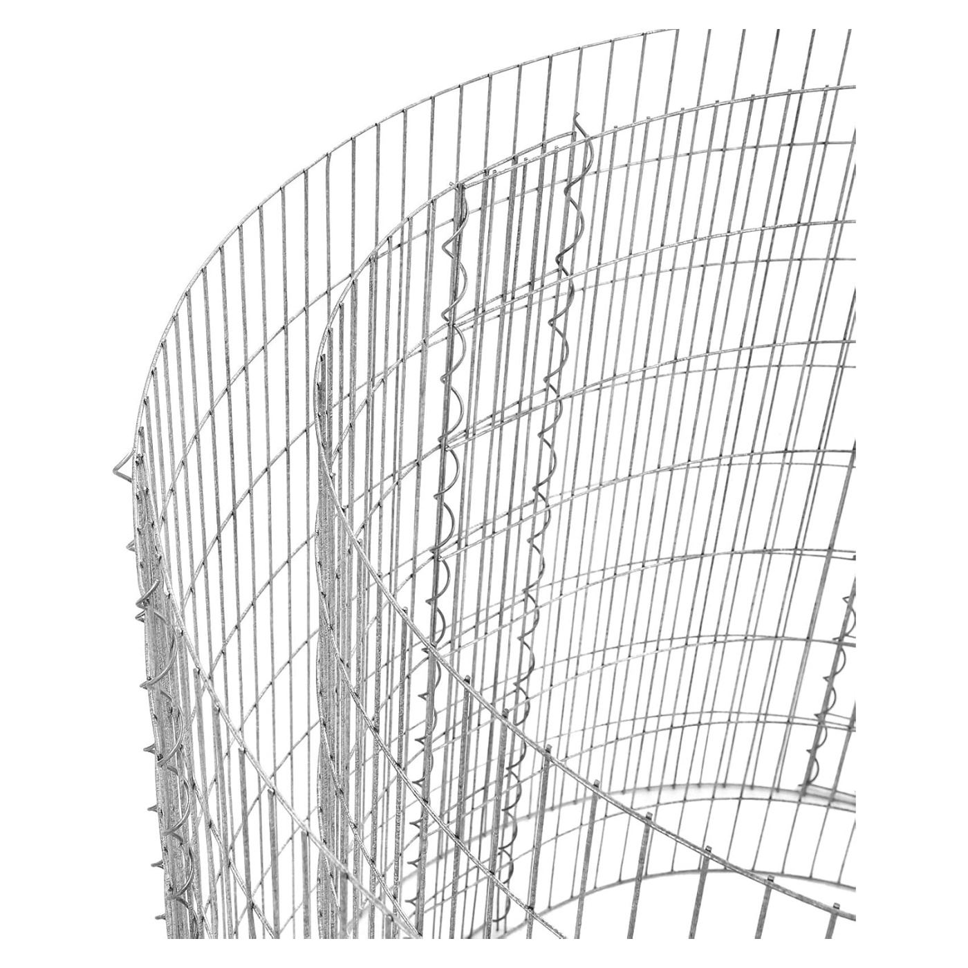 Kerek Gabion Kosár Kövekhez, Horganyzott Acél, 90x90x80cm, Ezüst - 3