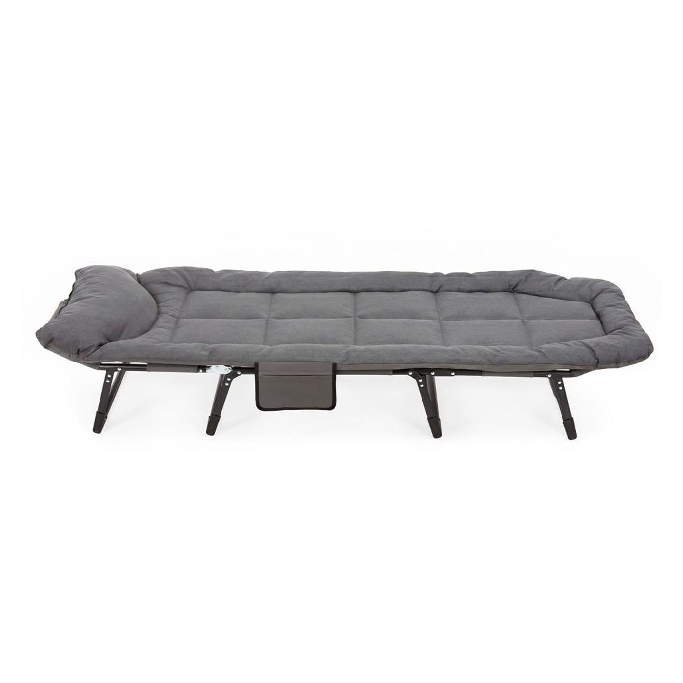 Összecsukható kerti nyugágy matraccal, állítható fejtámlával és oldalzsebbel, 200x65x30 cm, 150 kg, szürke - 25