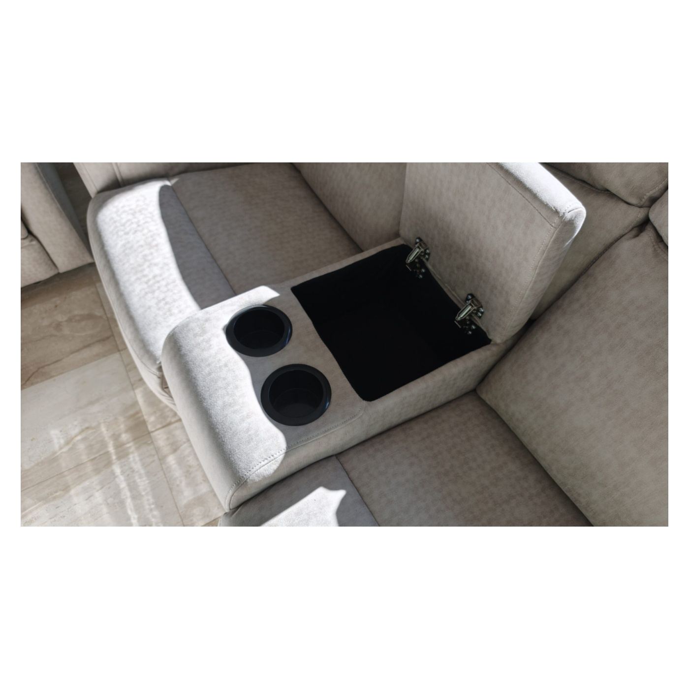 Elektromos dönthető kanapé szett, 3 részes, recliner funkció, középső konzol, 6 ülőhelyes, világosszürke - 6