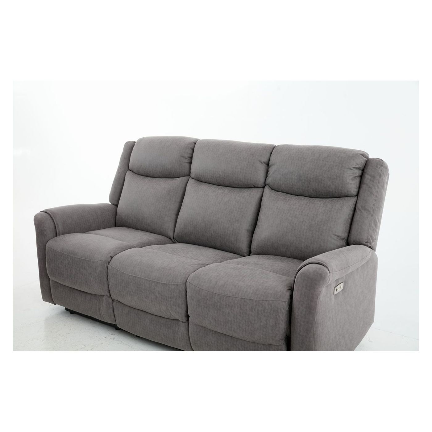 Elektromos dönthető kanapé szett, 3 részes, recliner funkció, középső konzol, 6 ülőhelyes, világosszürke - 9