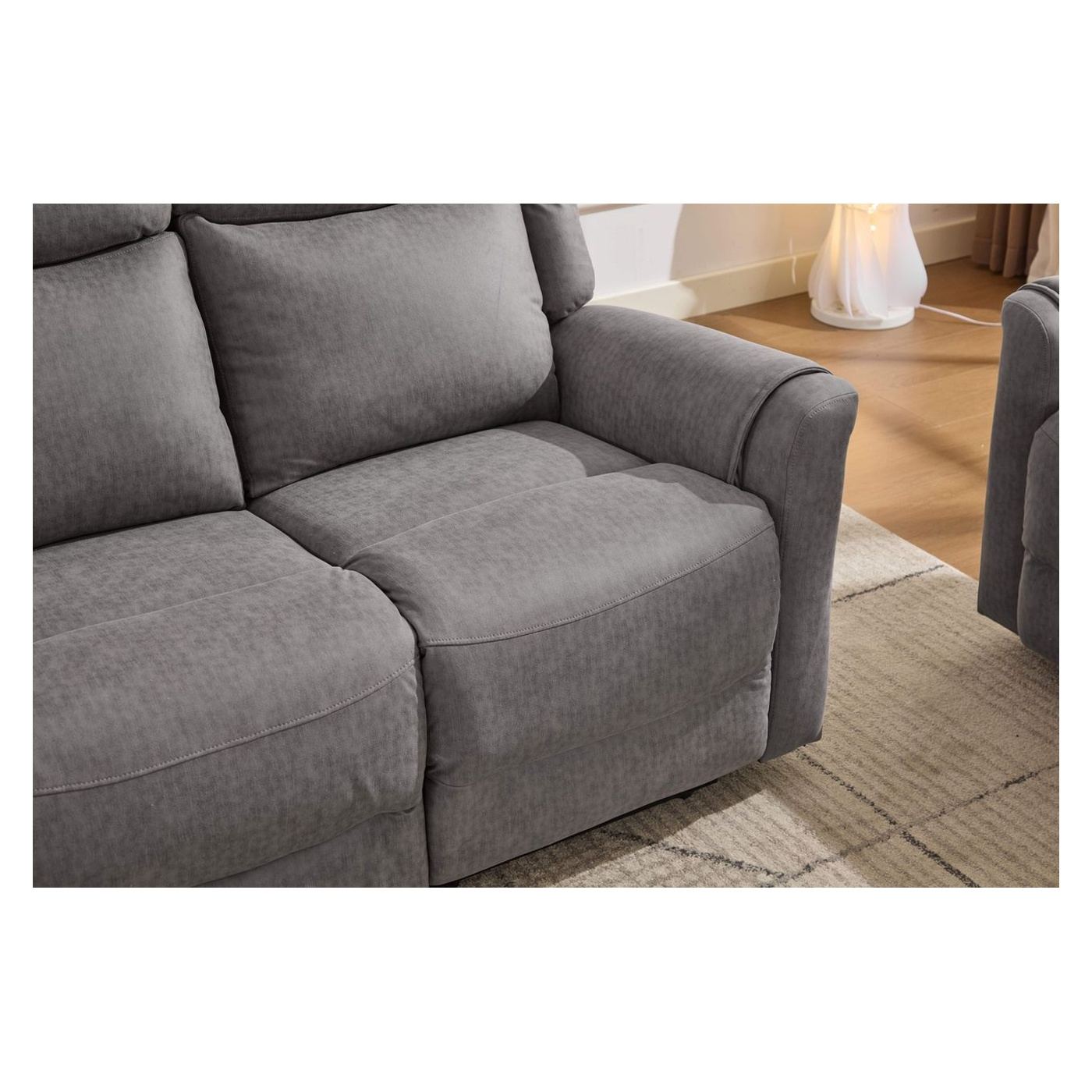 Elektromos dönthető kanapé szett, 3 részes, recliner funkció, középső konzol, 6 ülőhelyes, világosszürke - 12