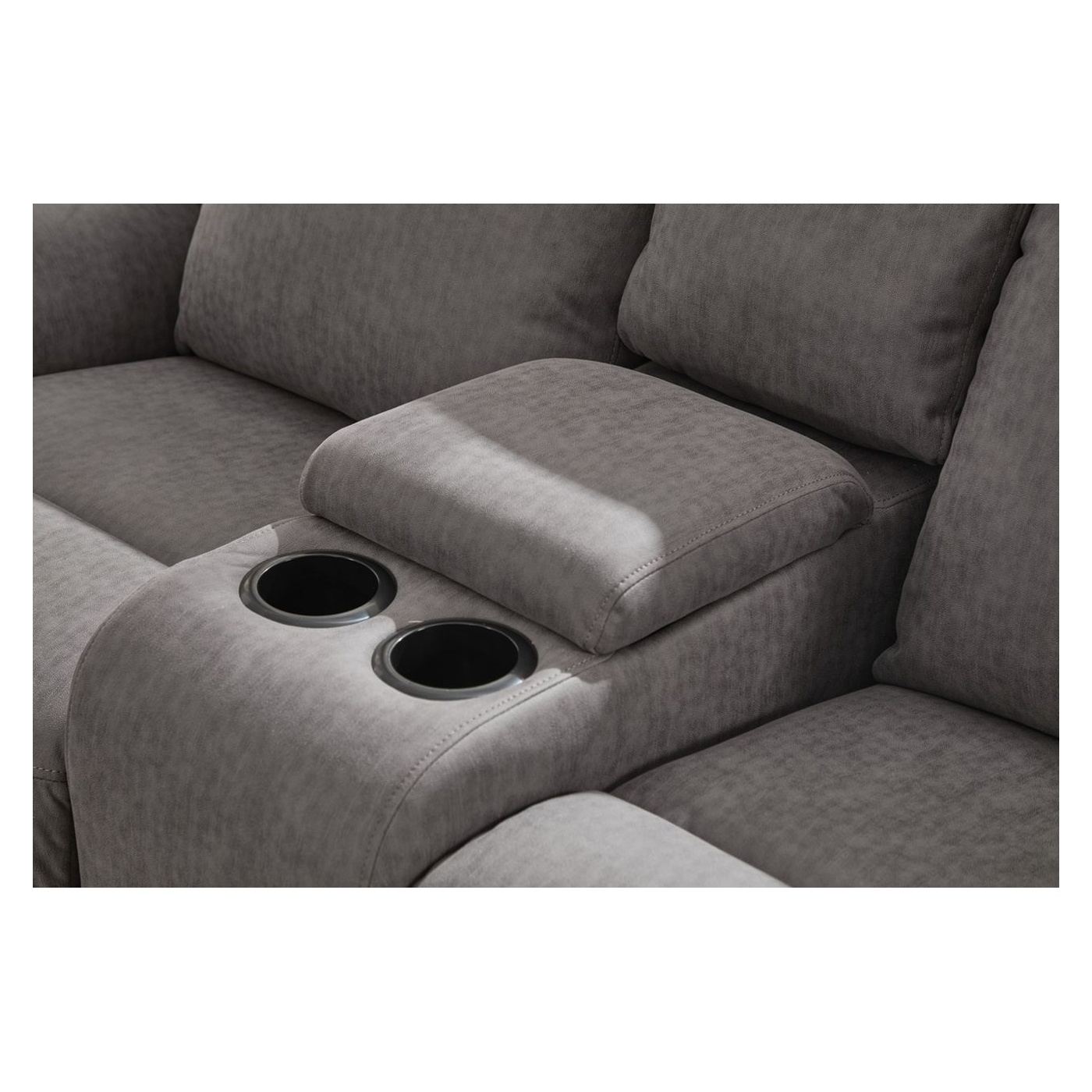 Elektromos dönthető kanapé szett, 3 részes, recliner funkció, középső konzol, 6 ülőhelyes, világosszürke - 13