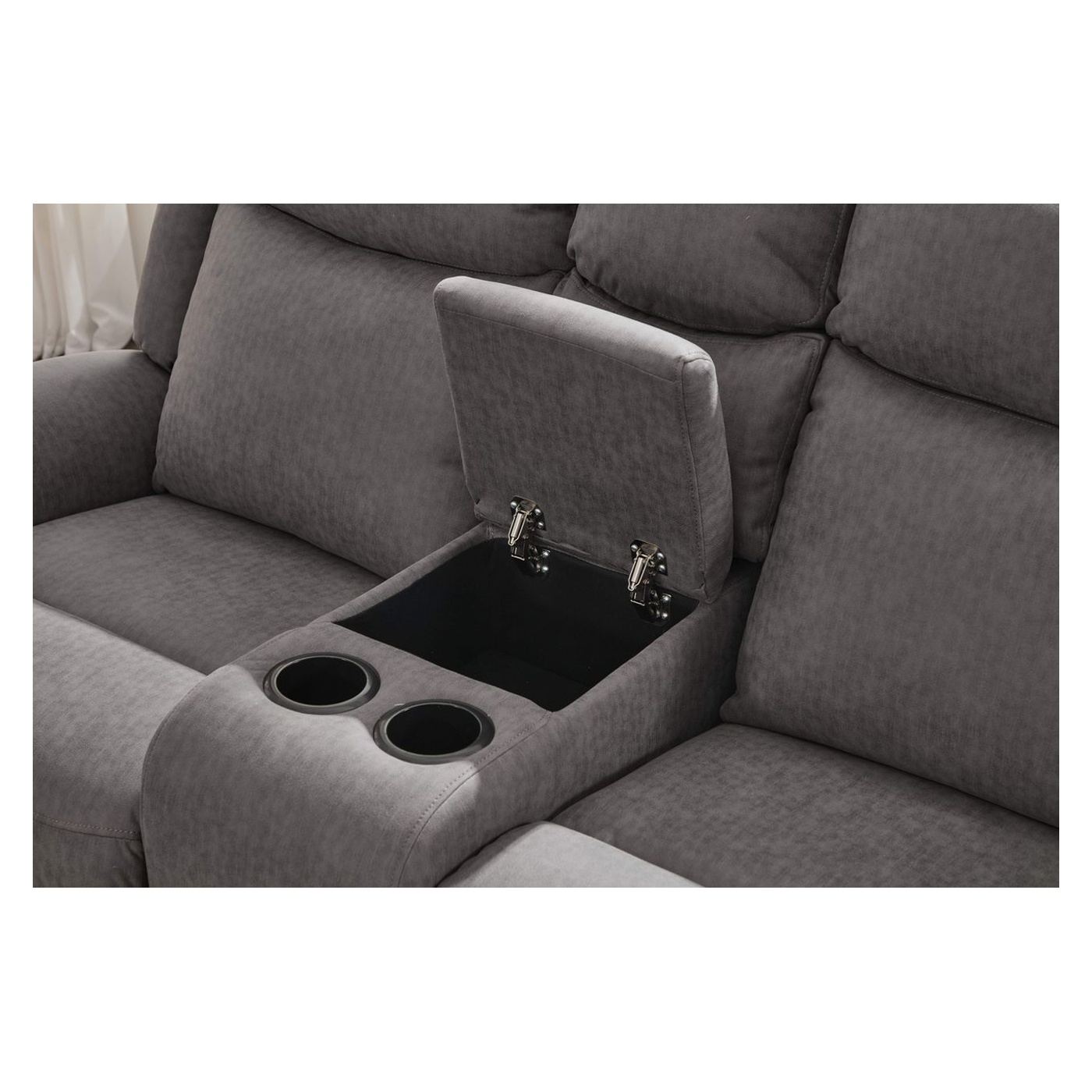 Elektromos dönthető kanapé szett, 3 részes, recliner funkció, középső konzol, 6 ülőhelyes, világosszürke - 14
