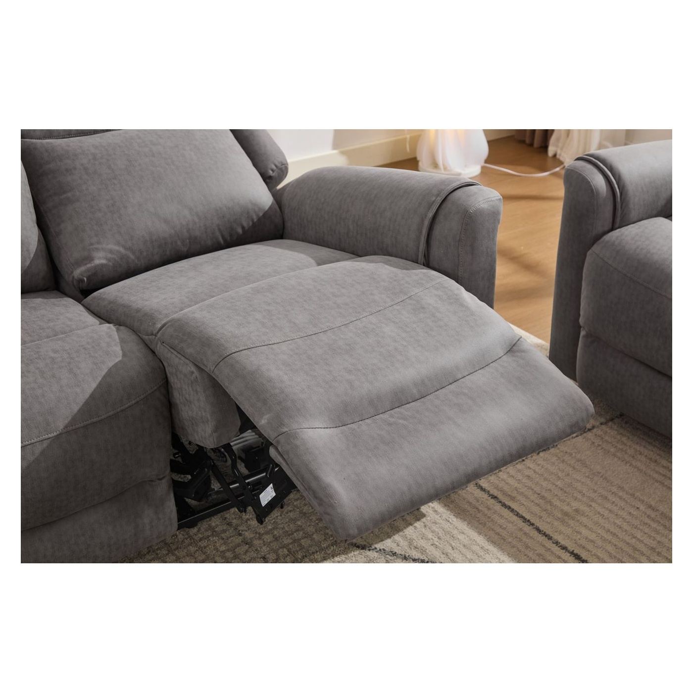 Elektromos dönthető kanapé szett, 3 részes, recliner funkció, középső konzol, 6 ülőhelyes, világosszürke - 18