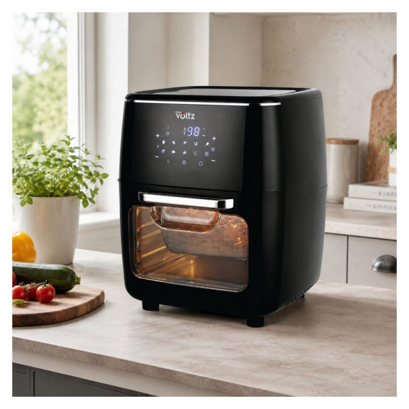 Oliver Voltz OV51980AO forró levegős sütő-fritőz, 1700 W, 13 L, 10 program, 65–200 °C, forgó nyársak és kosár, érintőképernyő, b - 3