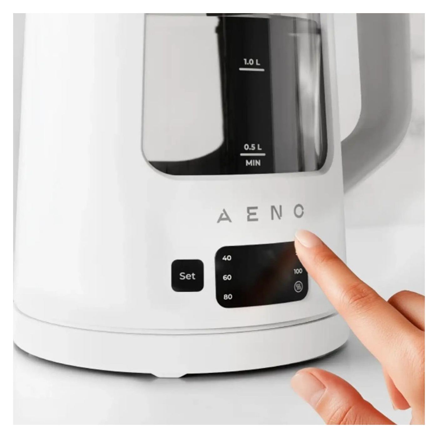 Elektromos vízforraló AENO EK6 AEK0006, 2200W, 1.7 L, 40-100°C, STRIX, LED, Kettős falú, Szűrő, 360°-os talp, Fehér - 5