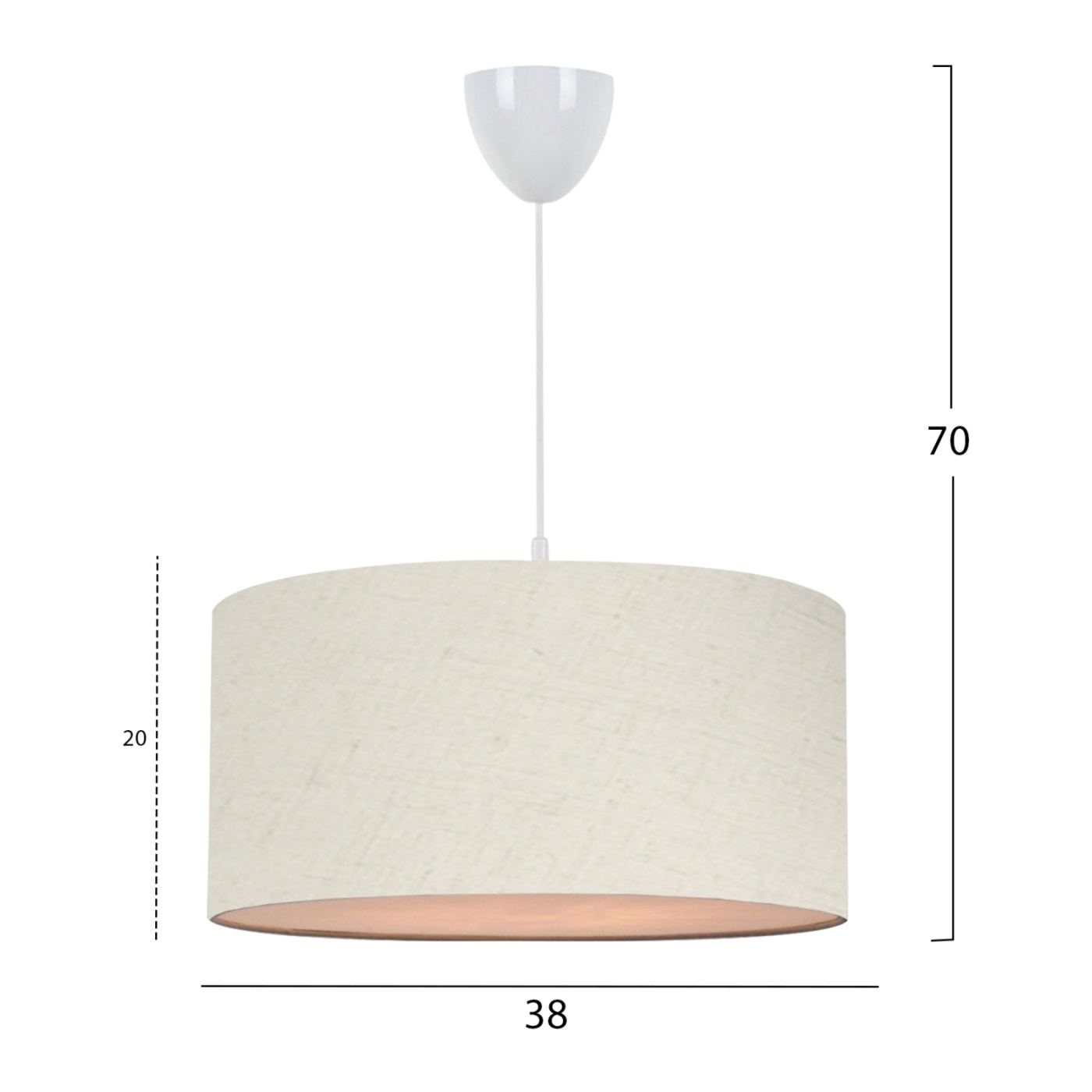 Textil árnyékolós mennyezeti lámpa, E27, bézs árnyalat - 2