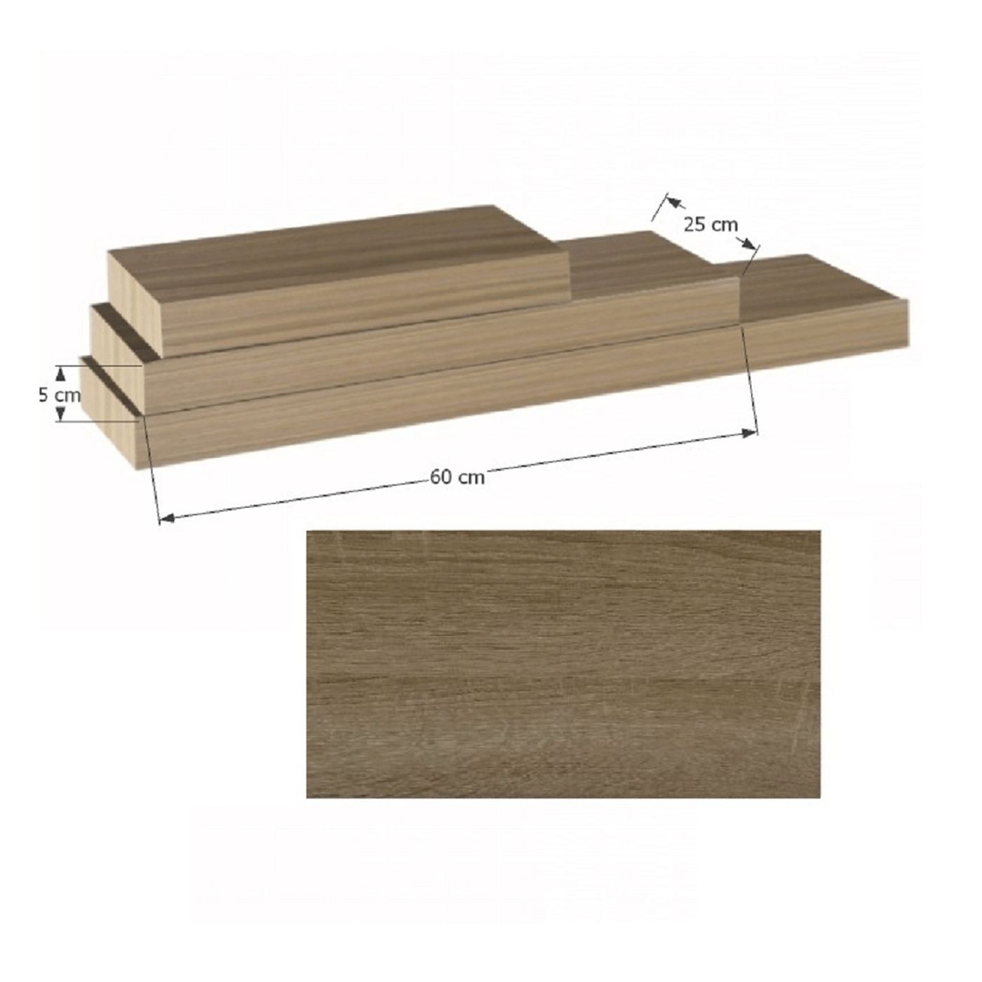 Polca 60x25 MDF, tölgy trufa, Gana FY 11044-3 - 2