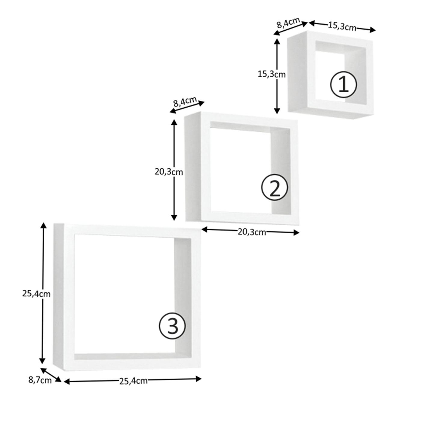 Polc készlet 3 db, fehér, kvadro new dr-ws-6103 - 2